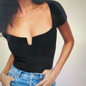 reformation emely knit top black